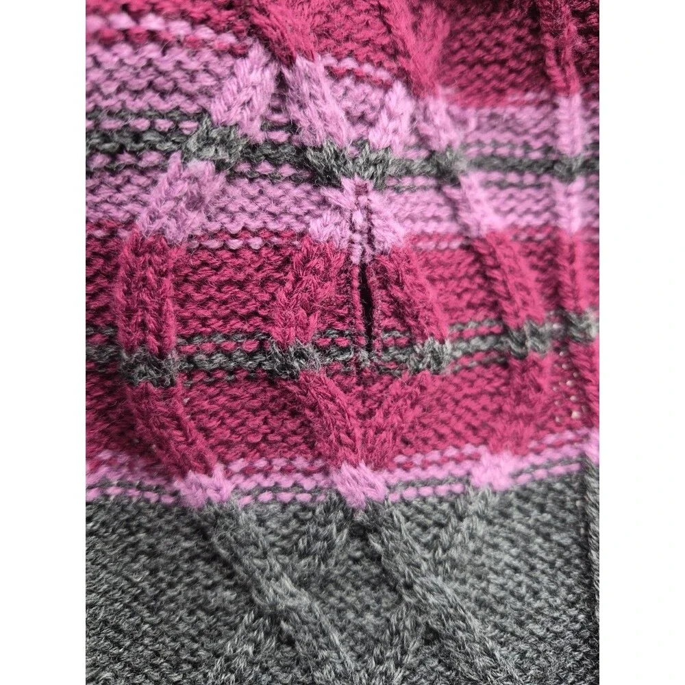 Eddie Bauer Pet Dog Coat Cable Knit Sweater Small Pink & Gray